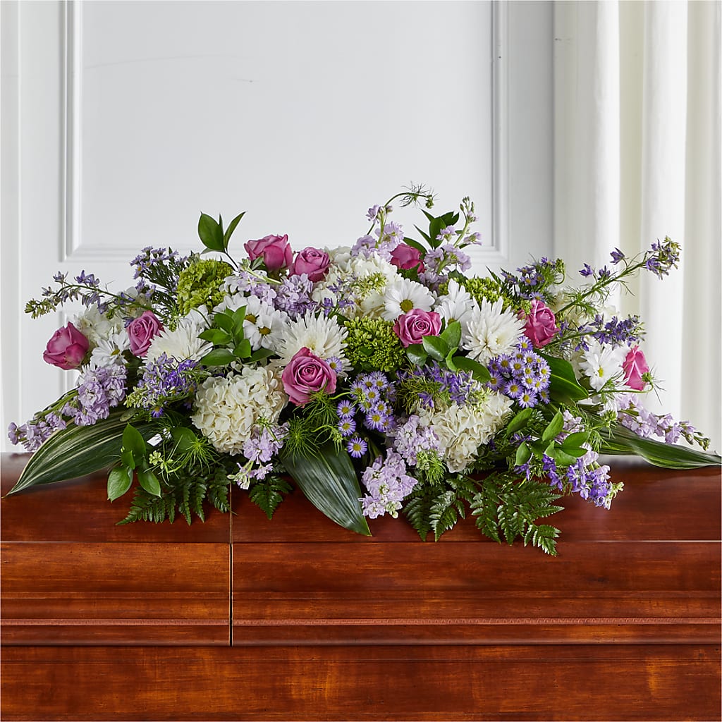 Meadows of Serenity Casket Spray – Balloon Creations By Maria And Flower, Wilmington DE