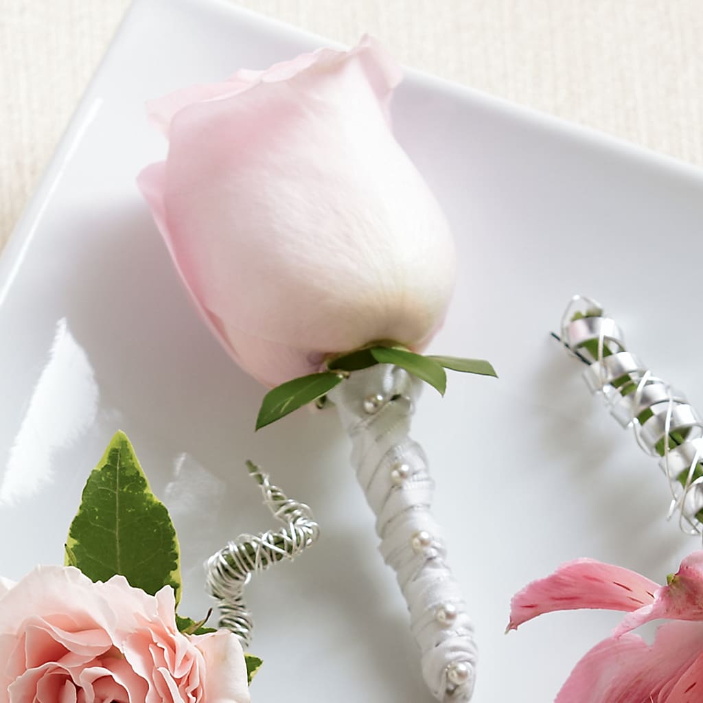 Pink Rose Boutonniere – Balloon Creations By Maria And Flower, Wilmington DE