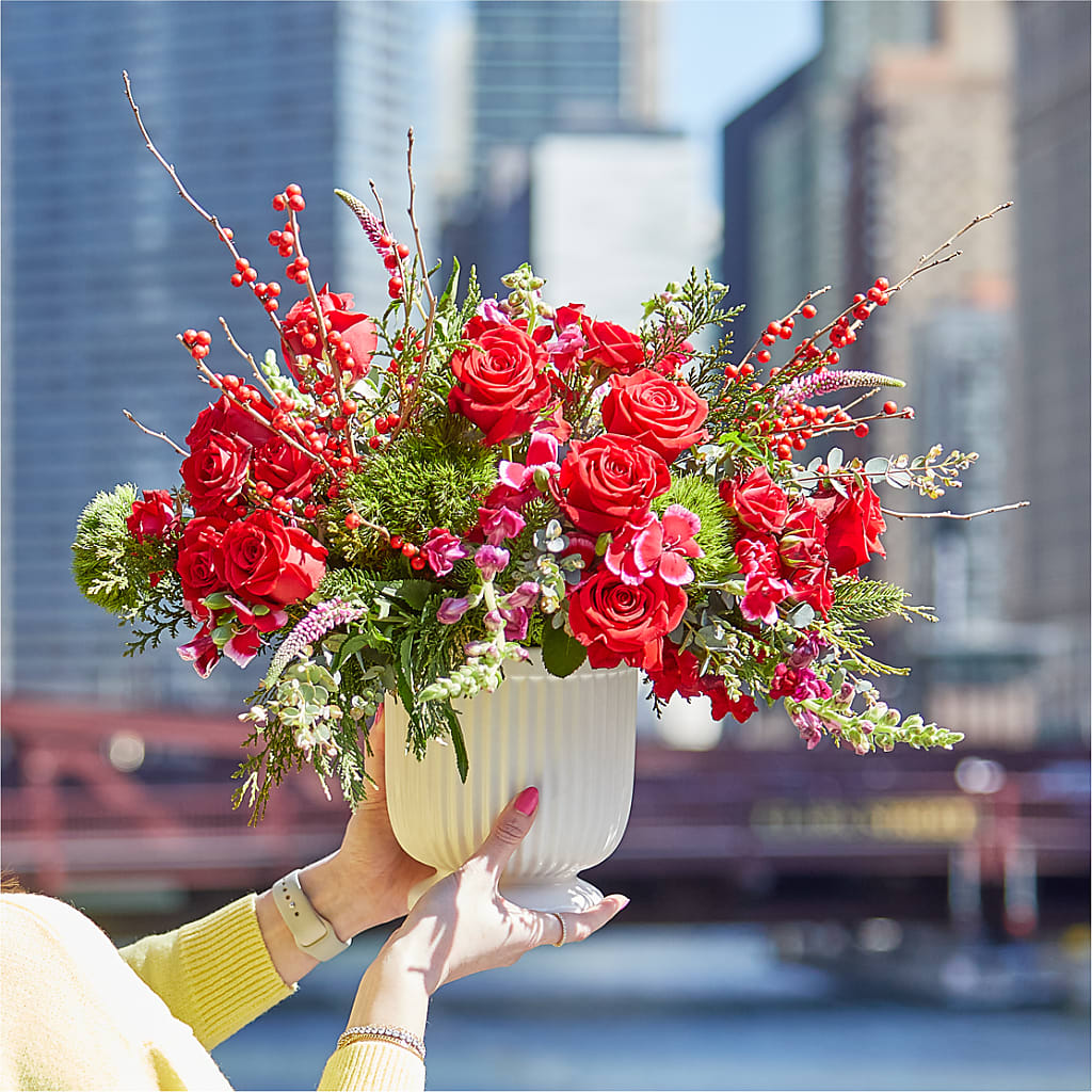 Big Red Bow Bouquet –  Balloon Creations By Maria And Flower, Wilmington DE