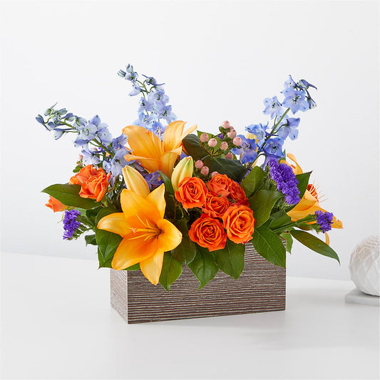 Radiant Citrus Box Bouquet –  Balloon Creations By Maria And Flower, Wilmington DE