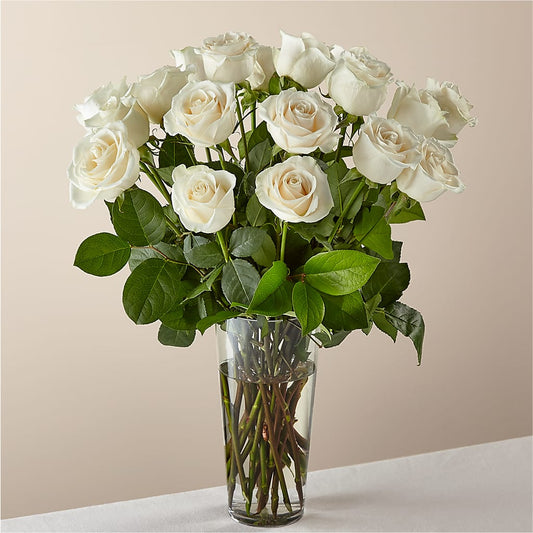 Long Stem White Rose Bouquet –  Balloon Creations By Maria And Flower, Wilmington DE