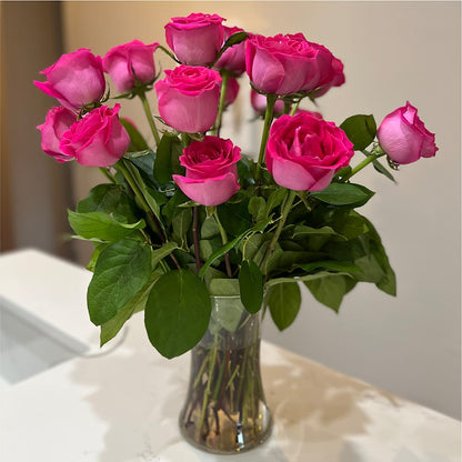 Long Stem Pink Rose Bouquet –  Balloon Creations By Maria And Flower, Wilmington DE