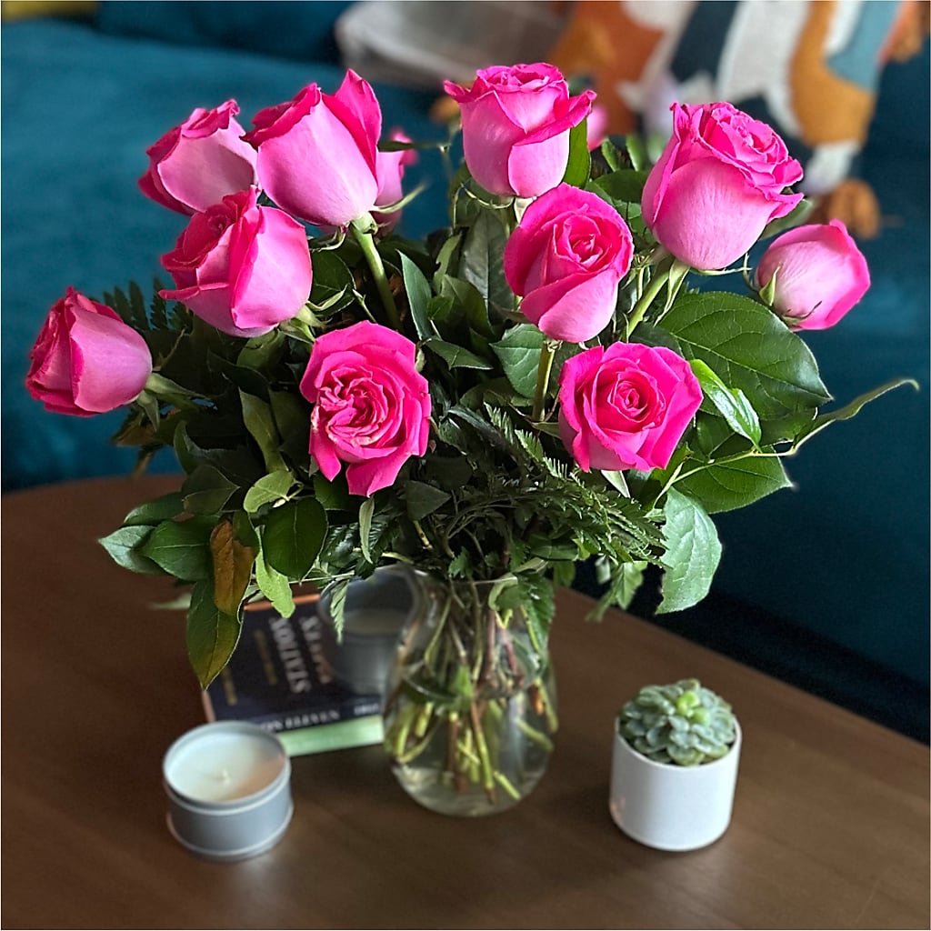 Long Stem Pink Rose Bouquet –  Balloon Creations By Maria And Flower, Wilmington DE