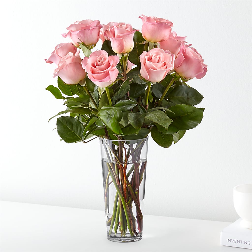Long Stem Pink Rose Bouquet –  Balloon Creations By Maria And Flower, Wilmington DE