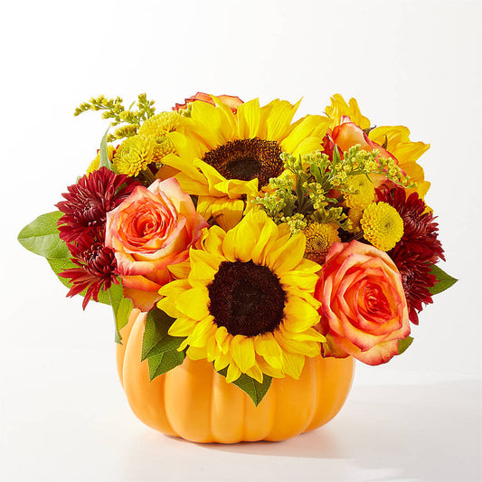 Golden Gourd Pumpkin Bouquet –  Balloon Creations By Maria And Flower, Wilmington DE