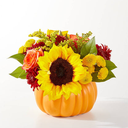 Golden Gourd Pumpkin Bouquet –  Balloon Creations By Maria And Flower, Wilmington DE