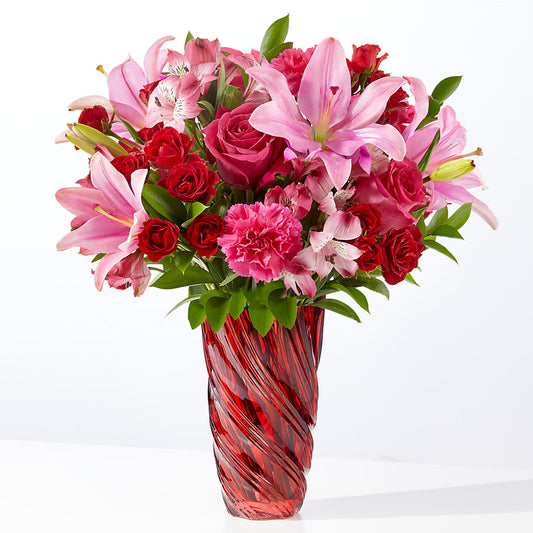In Love Bouquet with Luxe Swirl Vase –  Balloon Creations By Maria And Flower, Wilmington DE
