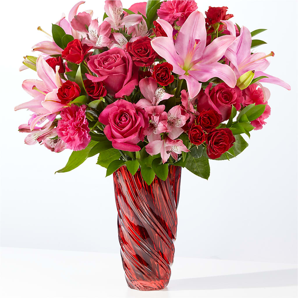 In Love Bouquet with Luxe Swirl Vase –  Balloon Creations By Maria And Flower, Wilmington DE