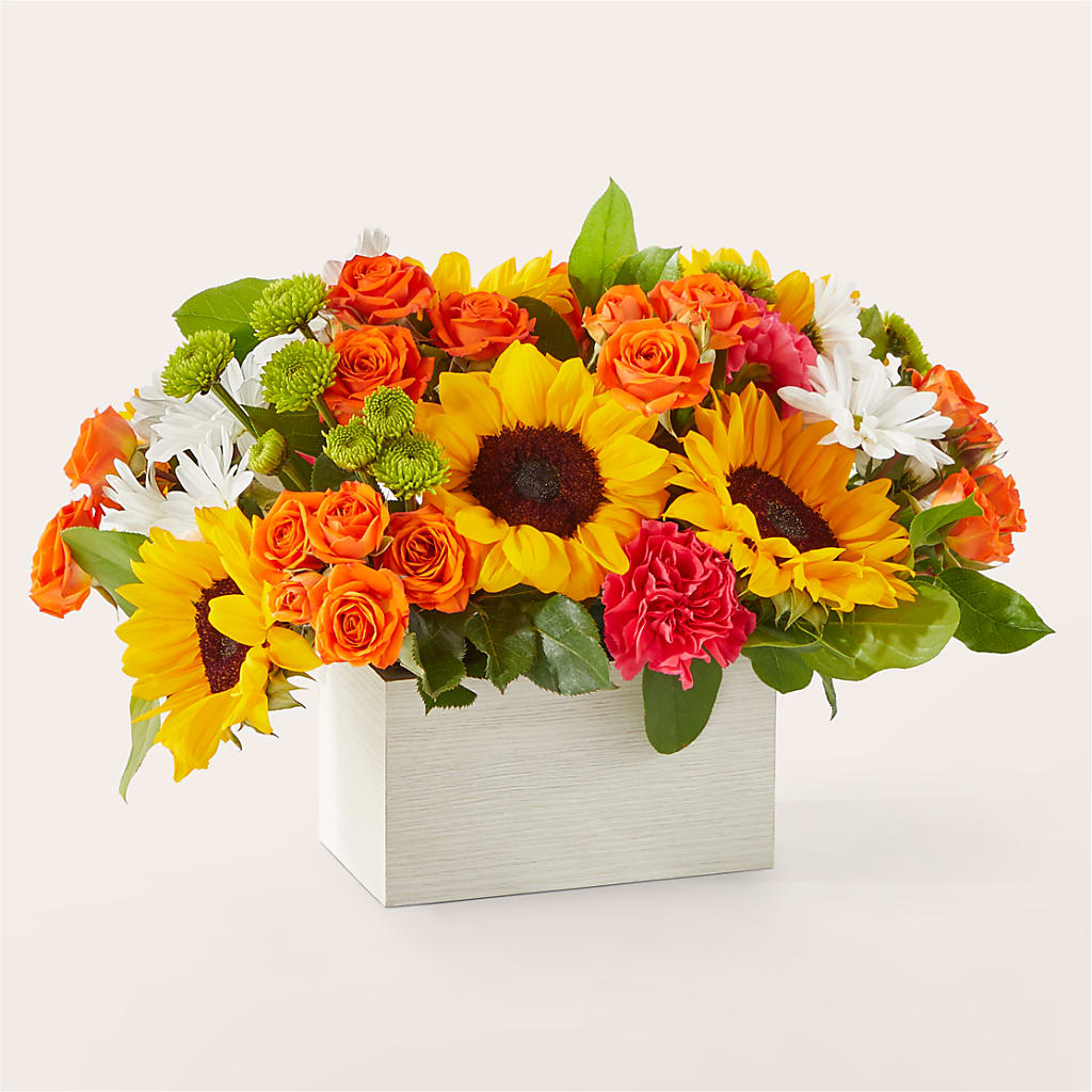 Sun-drenched Blooms Box Bouquet –  Balloon Creations By Maria And Flower, Wilmington DE