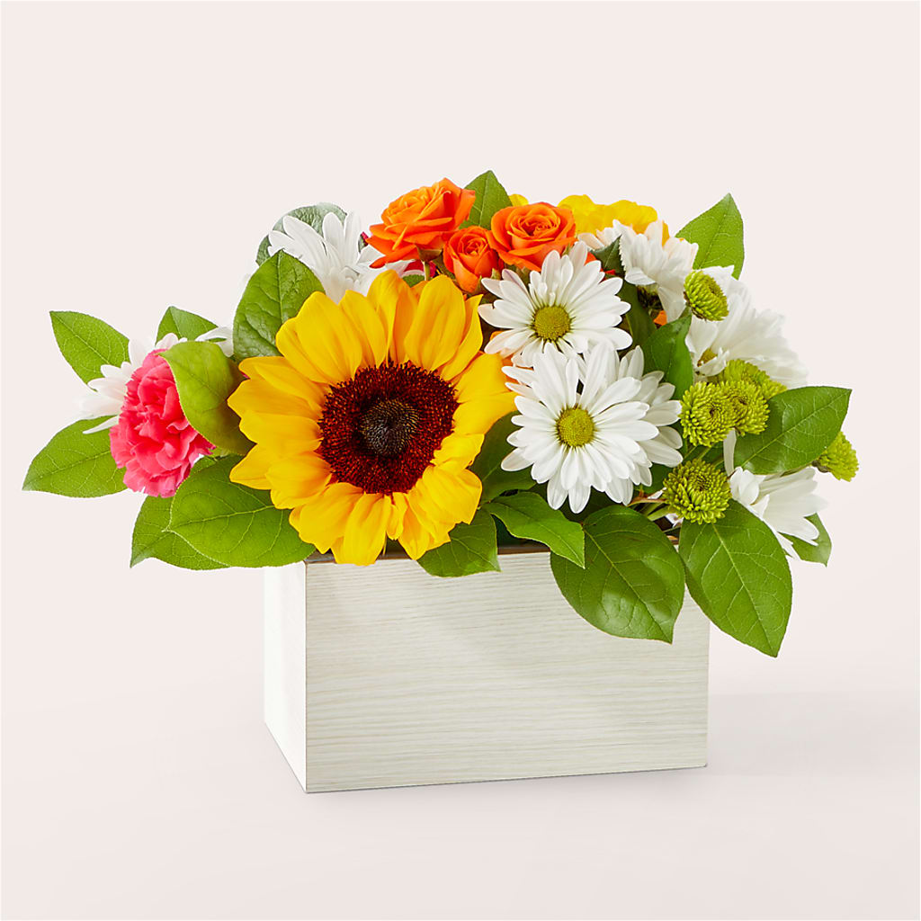 Sun-drenched Blooms Box Bouquet –  Balloon Creations By Maria And Flower, Wilmington DE