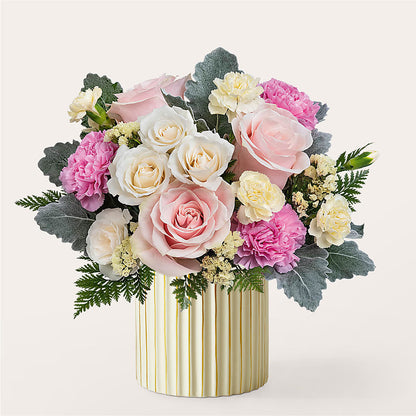 Blissful Moments Bouquet with Ivory Vase –  Balloon Creations By Maria And Flower, Wilmington DE