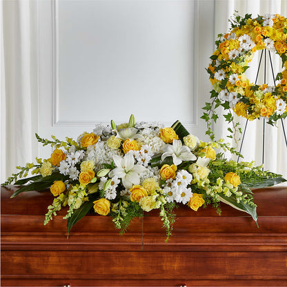 Golden Harmony Casket Spray –  Balloon Creations By Maria And Flower, Wilmington DE