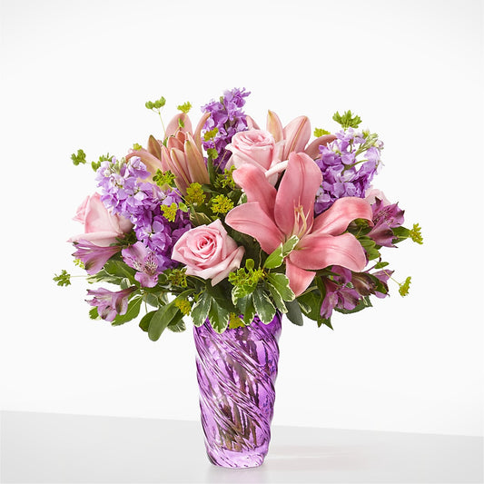 Precious Petals Bouquet with Luxe Swirl Vase –  Balloon Creations By Maria And Flower, Wilmington DE
