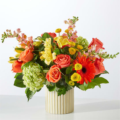 Autumn Sunshine Bouquet with Ivory Vase –  Balloon Creations By Maria And Flower, Wilmington DE