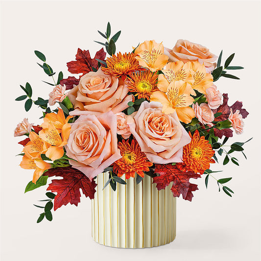 Spiced Latte Bouquet with Ivory Vase –  Balloon Creations By Maria And Flower, Wilmington DE