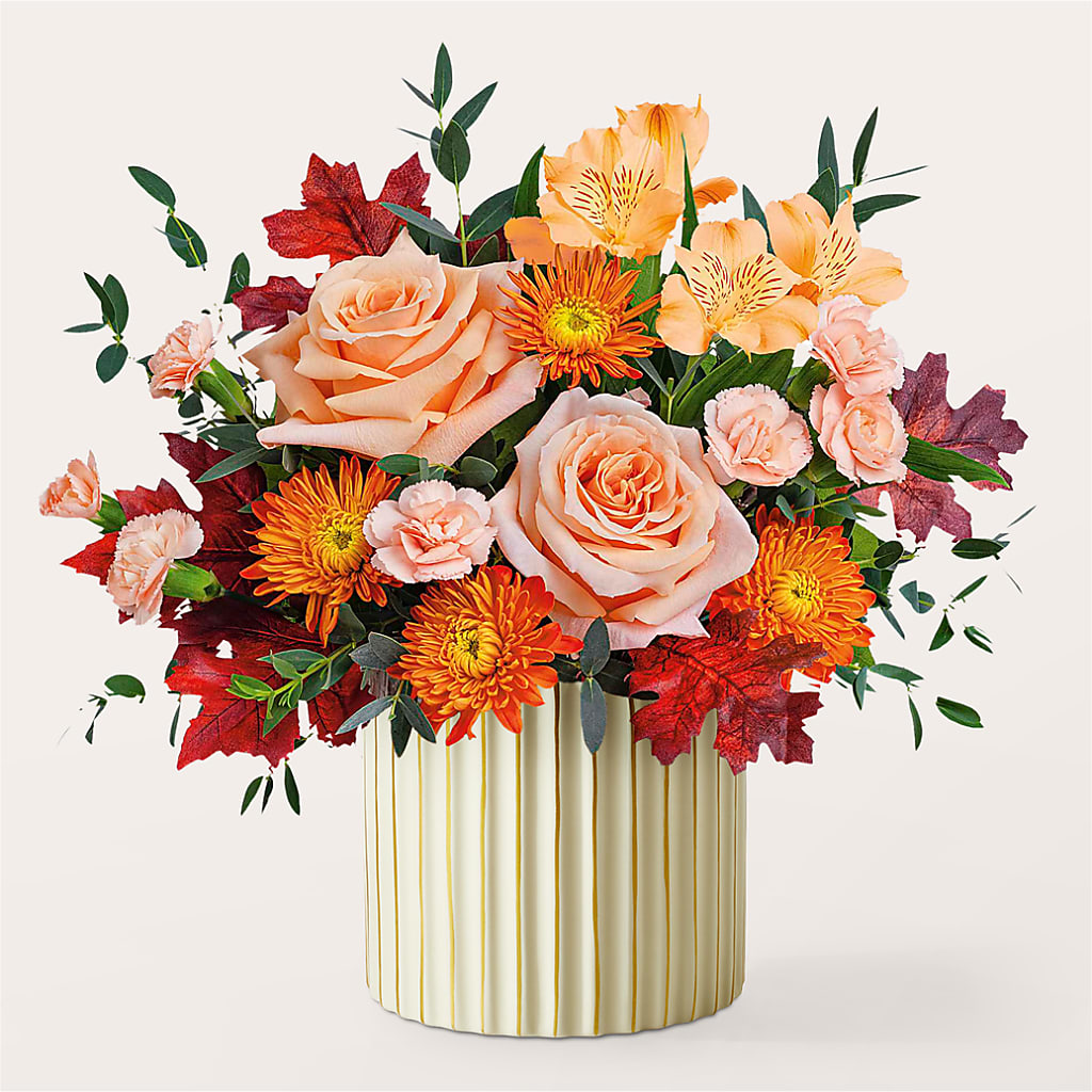 Spiced Latte Bouquet with Ivory Vase –  Balloon Creations By Maria And Flower, Wilmington DE