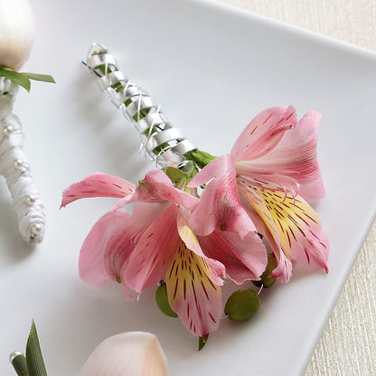 Pink Peruvian Lily Boutonniere –  Balloon Creations By Maria And Flower, Wilmington DE