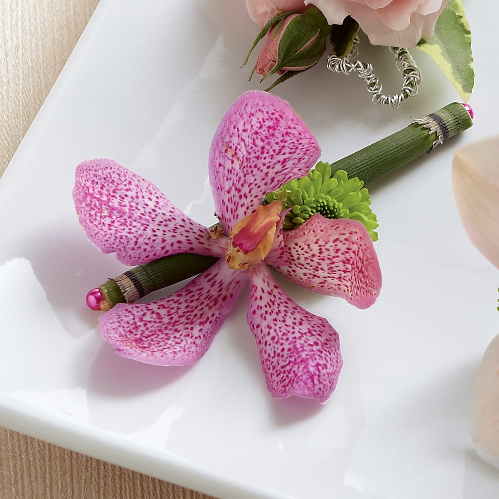 Pink Mokara Boutonniere –  Balloon Creations By Maria And Flower, Wilmington DE