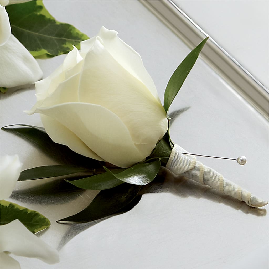 White Rose Boutonniere –  Balloon Creations By Maria And Flower, Wilmington DE
