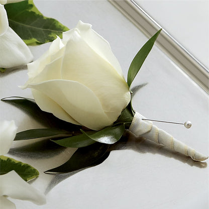 White Rose Boutonniere –  Balloon Creations By Maria And Flower, Wilmington DE